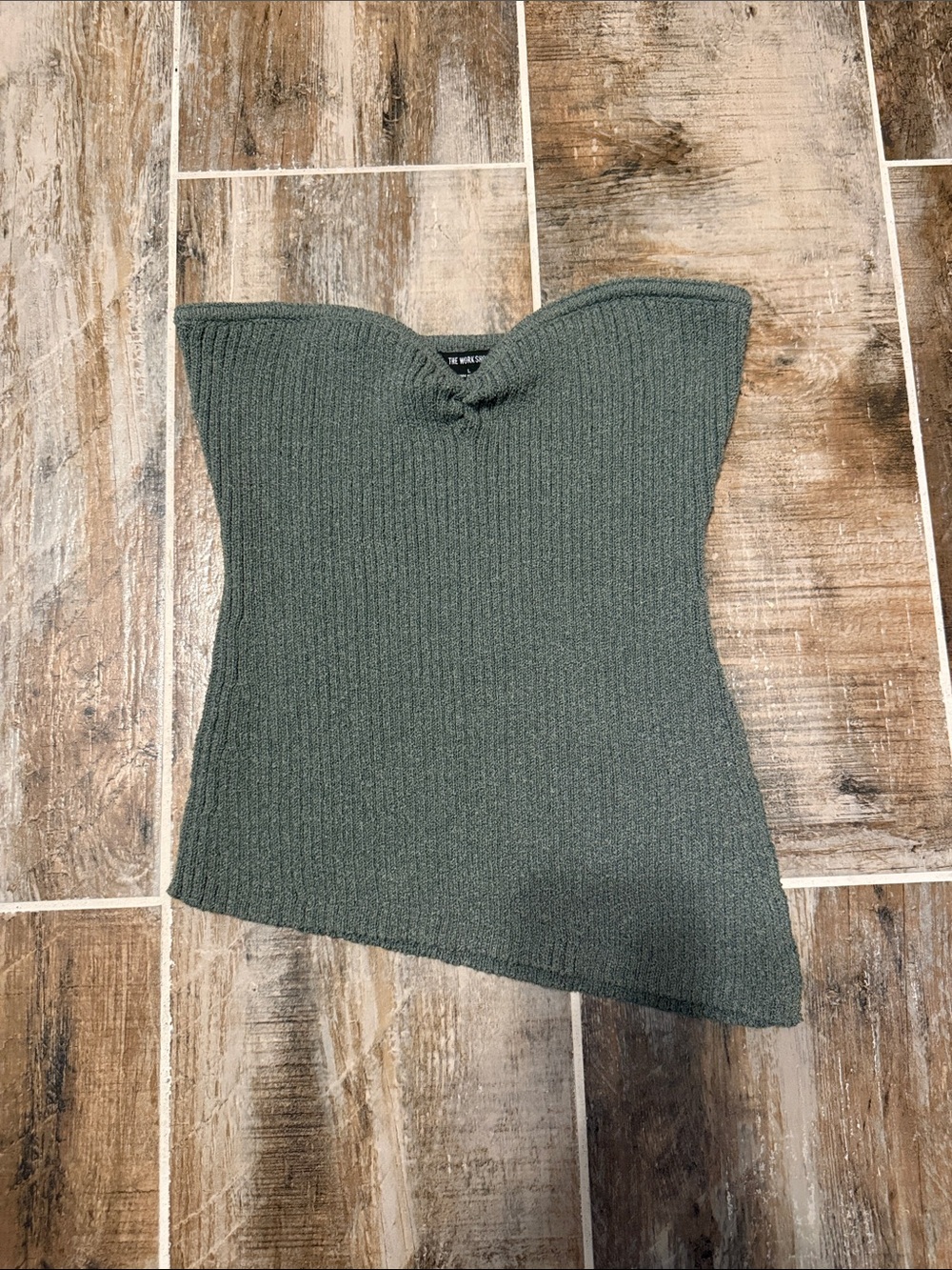 Off-the-Shoulder Knit Top in Olive Green